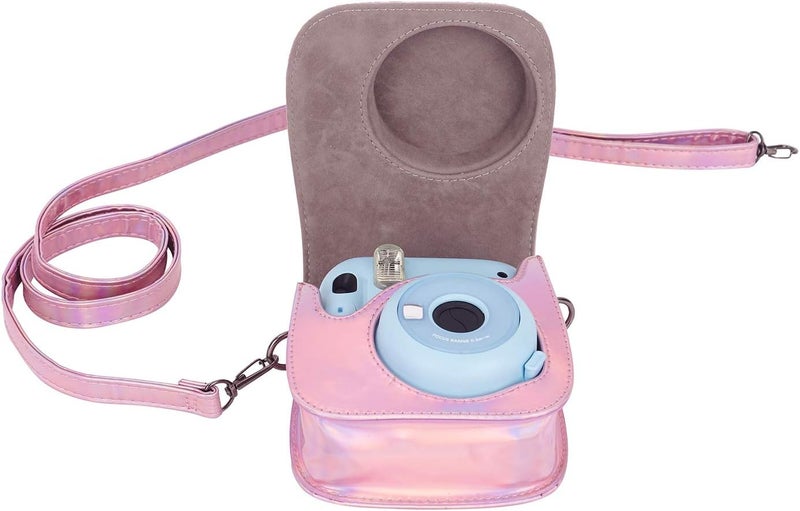 Phetium Instant mini 12 Camera Protective Case Compatible with Instax Mini 12 11,PU Leather Bag with Pocket and Adjustable Shoulder Strap (Magic Pink) - Image 5